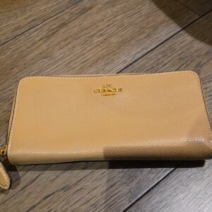 Coach Beige Leather Zip Wallet